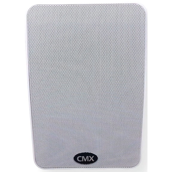 CMX Audio WSK-523W 2-Way Wall Mount Speaker, White; 30W Rated Power Output; 5.25" Paper Dual Cone Speaker; ABS Enclosure; Waterproof Finish Metal Grille; 100V/70V Line Input; Rotatable Bracket