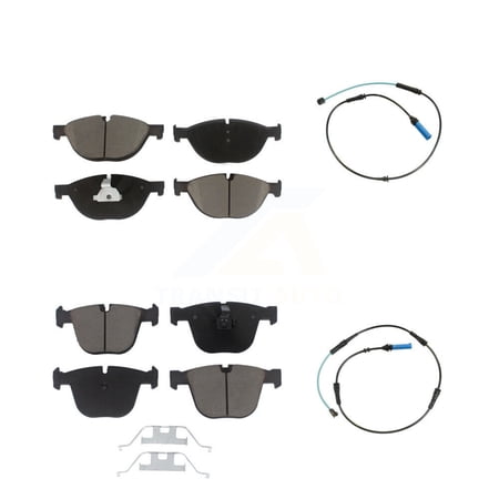 CMX Front Rear Ceramic Disc Brake Pads and Wear Sensors Kit for Car 2015 BMW 750Li 750i 4.4L with rear brakes KCW-100103