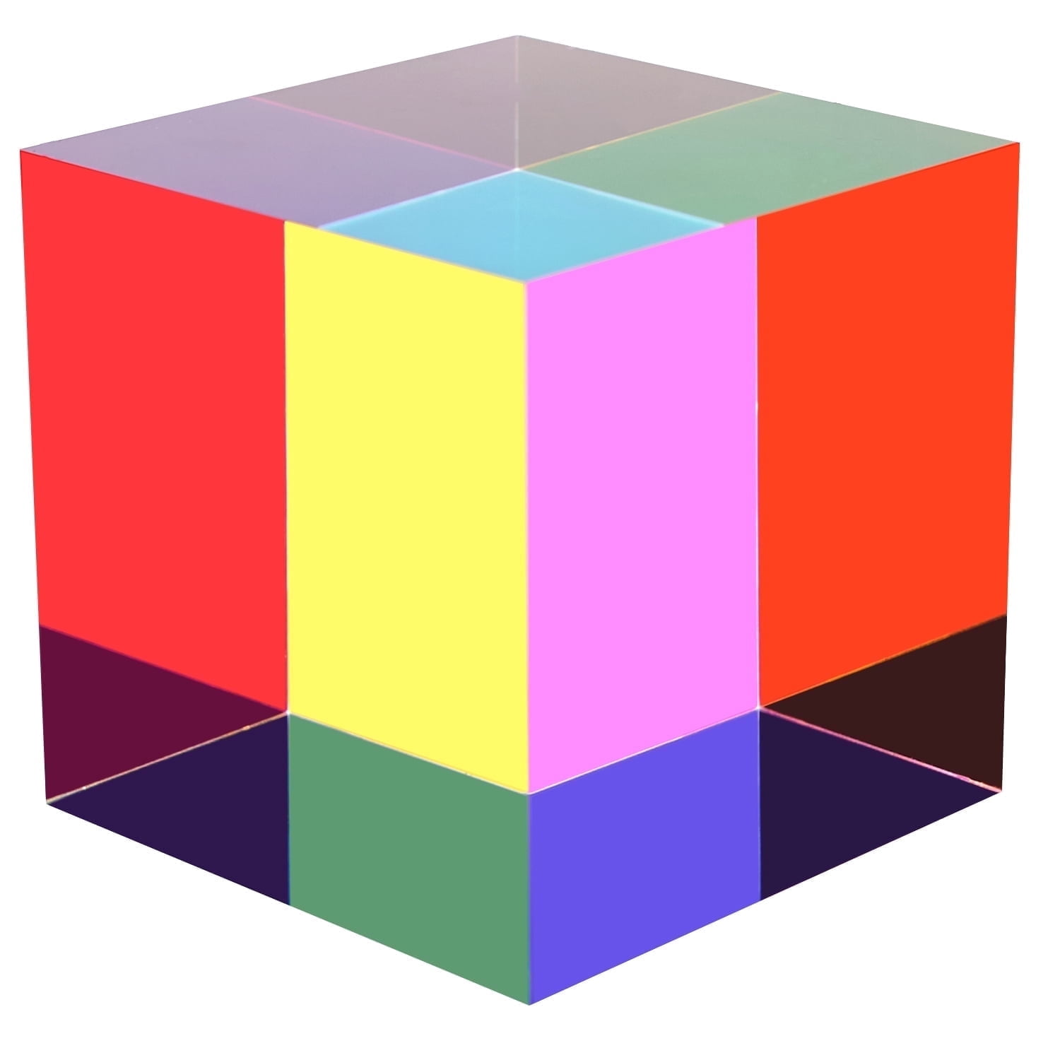 ZhuoChiMall CMY Color Cube, Acryl Prism voor thuis of kantoor Decor, STEM/STEAM speelgoed, Science Learning Cube voor kinderen (70mm