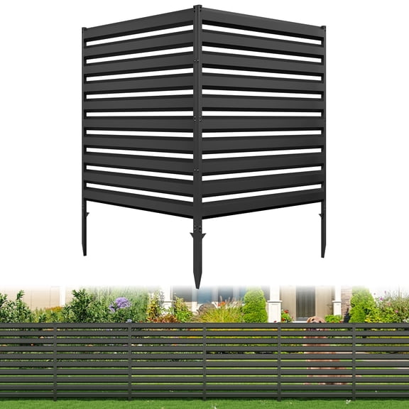 CMY Metal Air Conditioner Fence, 42''H x 38''W (2Panels) Metal Outdoor Privacy Screens, Trash Can Enclosure, Pool Equipment Enclosure Fence, Privacy Fence Panels for Outside, Backyard, Patio- Black