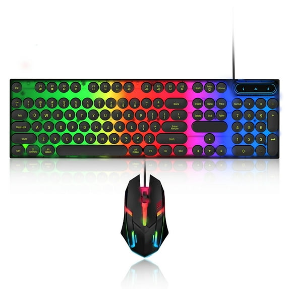 CMYBabee Mouse and Keyboard Combo, 104 Keys Wired gaming keyboard and mouse keyboard, Retro Punk Gaming RGB Keyboard, for Windows/Mac/PC (Black)