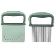CMYYNNA 1 Pack Crinkle Cutter Set - French Fry Cutter for Potatoes,Premium Stainless Steel Potato Slicer,Safe Wavy Veggie Slicer with Blade Cover,Space-Saving Crinkle Knife