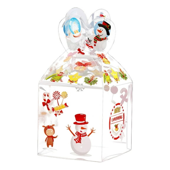 CMYYNNA 1Pcs Xmas Style Apple Box Clear PVC Favor Boxes,Plastic Gift Boxes Transparent Treat Boxes for Apples Ornaments,Party Favors