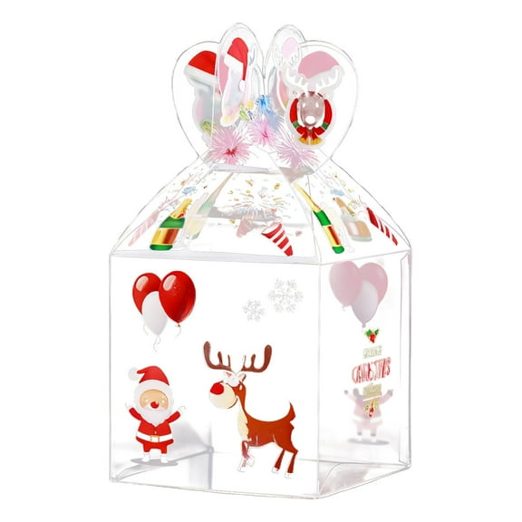CMYYNNA 1Pcs Xmas Style Apple Box Clear PVC Favor Boxes,Plastic Gift Boxes Transparent Treat Boxes for Apples Ornaments,Party Favors