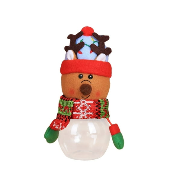 👍 CMYYNNA 2pcs Christmas Candy Jars Xmas Cookie Treat Jar Christmas Clear Gift Container Jar Santa Claus Snowman Elk Penguin Plastic Chocolate Storage Jar for Xmas Holiday Decoration