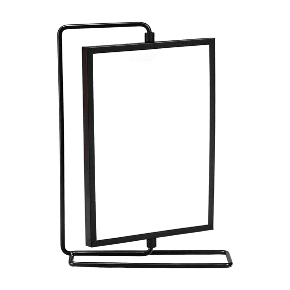 CMYYNNA 8 Inch Double Sided Rotating Black Metal Picture Frame with Acrylic Floating Photo Display for Home Decoration and Vertical Postcard Stand
