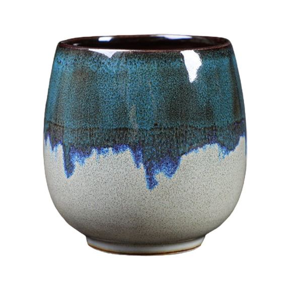 CMYYNNA Ceramic Kiln-Change Espresso Cups Small Espresso Coffee Cup Spirits Cups Tasting Cups Ceramic Mate Cup (2.95 x 2.56inch, Blue,1pcs )