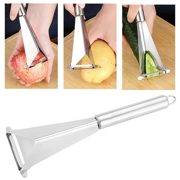CMYYNNA Julienne Peeler Stainless Steel Cutter Slicer , Pro for Carrot Potato Melon Gadget Vegetable Fruit,Peeler 3-in-1 Apple Triangle Pushing Knife