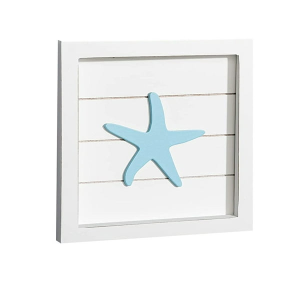 CMYYNNA Ocean Beach Themed Room Decor Coastal 3D Wall Art with Starfish, Seahorse, Sand Dollar and Coral - Turquoise Coastal Room Decor - Seashell Beach Decorations for Home(7"x7")