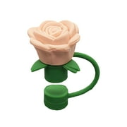 CMYYNNA Valentines Day Straw Covers Cap for Stanley Cup,Rose Flower Straw Toppers,10mm Silicone Straw Cover Straw Topper,Reusable Rose Flowers Dust-Proof Straw Tip Covers,for Women Valentines Gift