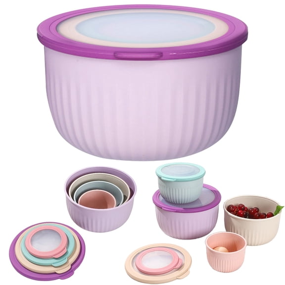 CMYYNNA WITH COLOR Prep Bowls with Lids- Wide and Deep Nesting Plastic Small Mixing Bowl Set with Lids,1 Piece Set - Wide Bowls,Purple