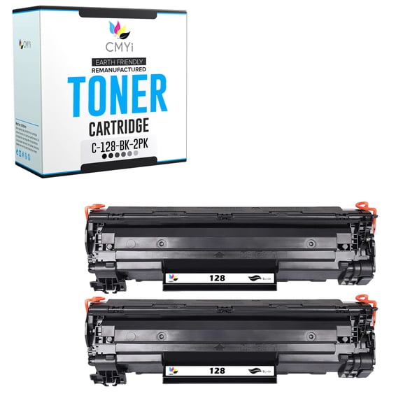 CMYi 128 Black 2-Pack Toner Cartridges Compatible for Canon 128 - imageCLASS D530 D550 D560 MF4412 MF4420n MF4450 MF4550 MF4550d MF4570 MF4570dn MF4570dw FaxPhone L100 FaxPhone L190 (2 Black)