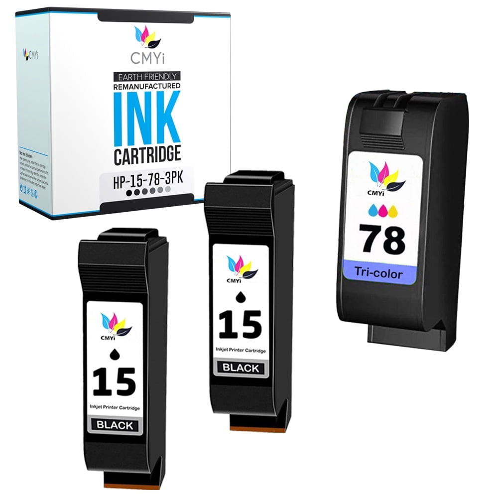 CMYi 15 and 78 Combo Pack of 3 Ink Cartridges Compatible for HP15 78 - Digital Copier 310 Fax 1230, 1230xi PSC 700, 720, 750, 750xi, 760, 900, 940, 950, 950vr, 950xi (2 Black, 1 Tri-color)