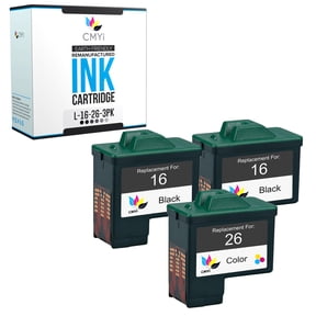 CMYi 16 and 26 Combo Pack of 3 Ink Cartridge Compatible for Lexmark Z Series Z33, Z34, Z35, Z510, Z515, Z517, Z600, Z601, Z602, Z603, Z605, Z611, Z612, Z613, Z614, Z615, Z617, Z645 (2 Black, 1 Color)