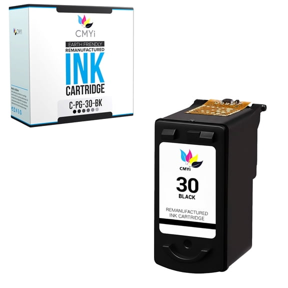 CMYi 30 Black 1-Pack Ink Cartridge Compatible for Canon PG-30 - PIXMA iP1800, iP1900, iP2600, MP140, MP190, MP210, MP220, MP470, MX300, MX310 (1 Black)