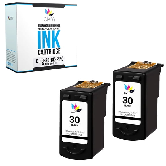 CMYi 30 Black 2-Pack Ink Cartridge Compatible for Canon PG-30 - PIXMA iP1800, iP1900, iP2600, MP140, MP190, MP210, MP220, MP470, MX300, MX310 (2 Black)