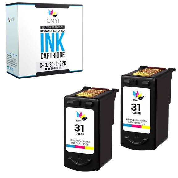 CMYi 31 Color 2-Pack Ink Cartridge Compatible for Canon CL-31 - PIXMA iP1800, iP1900, iP2600, MP140, MP190, MP210, MP220, MP470, MX300, MX310 (2 Color)