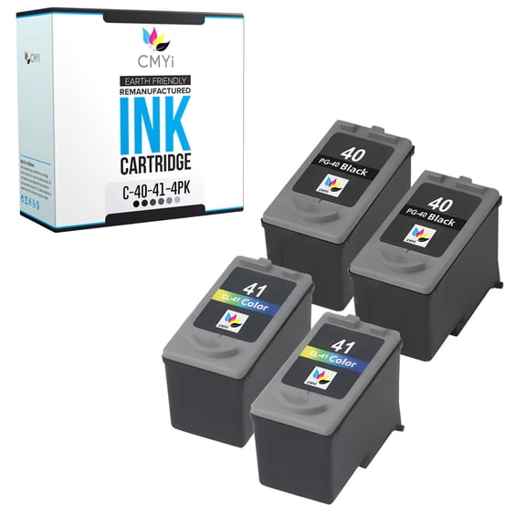 CMYi 40 and 41 Combo Pack of 4 Ink Cartridges Compatible for Canon PG-40 CL-41 - PIXMA MP140, MP150, MP160, MP170, MP180, MP190, MP210, MP220, MP450, MP460, MP470, MX300, MX310 (2 Black, 2 Tri-color)