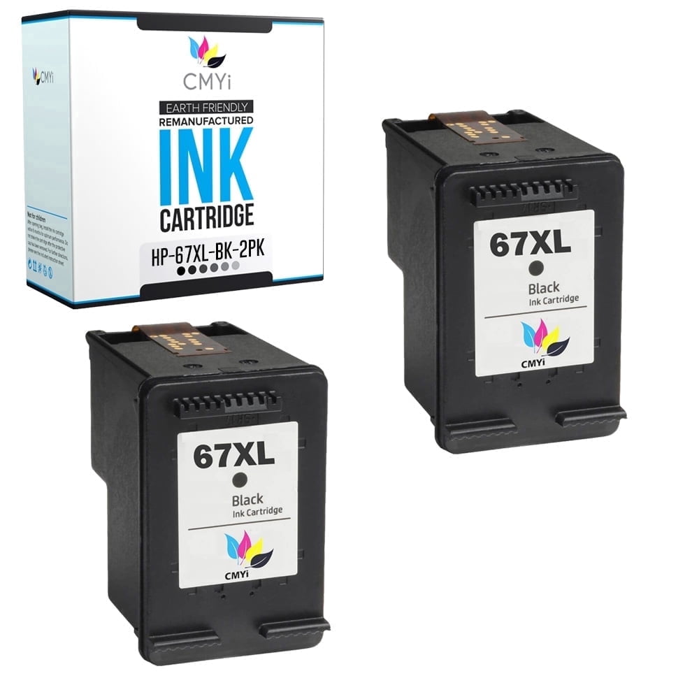 CMYi 67XL Black Ink Cartridges Compatible with HP 67 67XL Inkjet Printers, 2-Pack