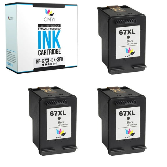 CMYi 67XL Black 3-Pack Ink Cartridges compatible for HP 67XL - ENVY 6010e, 6020e, 6022e, 6030, 6030e, 6032e, 6034, 6034e, 6050e, 6052, 6052e, 6055, 6055e, 6058, 6065e, 6066e, 6075, 6075e (3 Black)