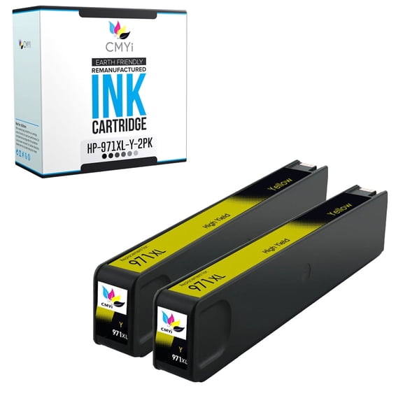 CMYi 971XL Yellow 2-Pack Ink Cartridges Compatible for HP971 - OfficeJet Pro X451dn, X451dw, X476dn, X476dw, X551dw, X576dw (2 Yellow)
