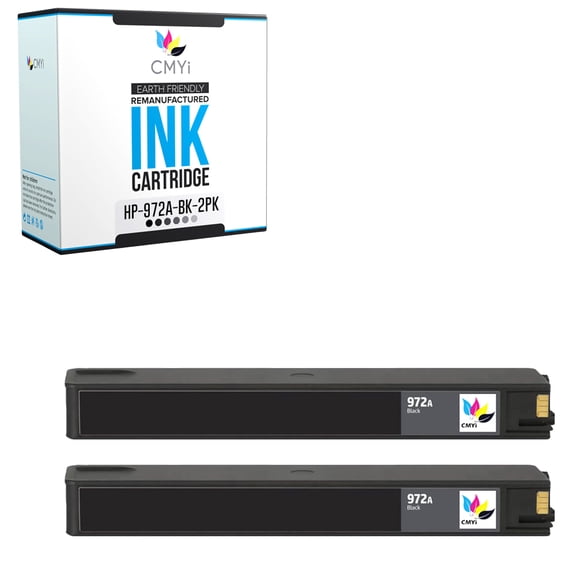 CMYi 972A Black 2-Pack Ink Cartridges Compatible for HP 972A - PageWide Pro 452dn, Pro 452dw, Pro 452dwt, Pro 477dn, Pro 477dw, Pro 477dwt, Pro 552dw, Pro 577dw, Pro 577dw MFP, Pro 577z (2 Black)