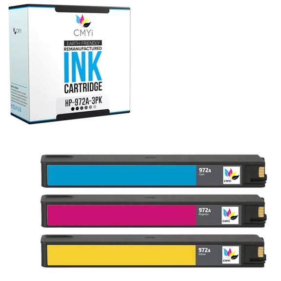 CMYi 972A Combo Pack of 3 Ink Cartridges Compatible for HP 972A - PageWide Pro 452dwt, Pro 477dn, Pro 477dw, Pro 477dwt, Pro 552dw, Pro 577dw, Pro 577dw MFP, Pro 577z (1 each Cyan, Magenta, Yellow)