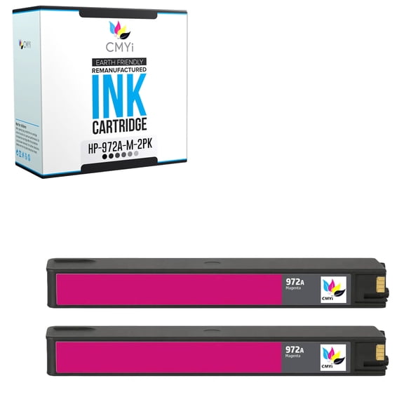 CMYi 972A Magenta 2-Pack Ink Cartridges Compatible for HP 972A - PageWide Pro 452dn, Pro 452dw, Pro 452dwt, Pro 477dn, Pro 477dw, Pro 477dwt, Pro 552dw, Pro 577dw, Pro 577dw MFP, Pro 577z (2 Magenta)