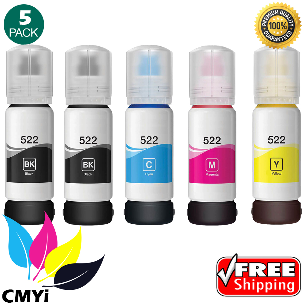 CMYi Compatible Epson 522 EcoTank Bottles (5pack) 2x T522120 Black, 1