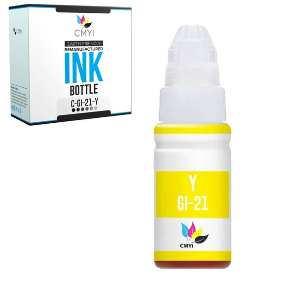 CMYi GI-21 Yellow 1-Pack Ink Bottle compatible for Canon GI-21 - PIXMA G1220, G1230, G2260, G2270, G3260, G3262, G3270, G3272, G3290, G4270, G4280 (1 Yellow)