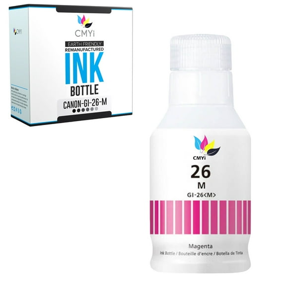 CMYi GI-26 Magenta 1-Pack Ink Bottle compatible for Canon GI-26 - MAXIFY GX3020, GX4020, GX5020, GX5520X, GX5550, GX6020, GX6021, GX6040, GX7020, GX7021, GX7040 (1 Magenta)