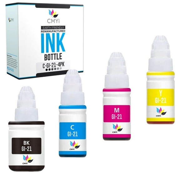 CMYi GI-21 Combo Pack of 4 Ink Bottles Compatible for Canon GI-21 - PIXMA G1220, G1230, G2260, G2270, G3260, G3262, G3270, G3272, G3290, G4270, G4280