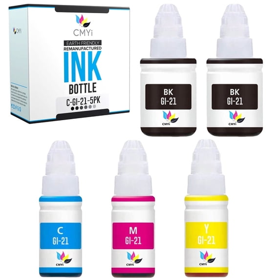 CMYi GI-21 Combo Pack of 5 Ink Bottles Compatible with Canon GI-21 ...