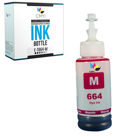 CMYi 664 Magenta 1-Pack Ink Bottle compatible for Epson 664 - EcoTank L386, L455, L550, L555, L565, Expression ET-2500, ET-2550, ET-2600, ET-2650, ET-3600, WorkForce ET-16500, ET-4500 (1 Magenta)