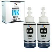 CMYi 664 Black 2-Pack Ink Bottles Compatible for Epson 664 - EcoTank L386, L455, L486, L550, L555, L565, Expression ET-2500, ET-2550, ET-2600, ET-2650, ET-3600, WorkForce ET-16500, ET-4500 2 Black
