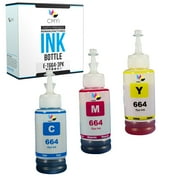 CMYi 664 Combo Pack of 3 Ink Bottles compatible for Epson 664 - EcoTank ET-14000, L100, L110, L120, L1300, L200, L210, L220, L300, L3050, L3060, L3070, L310, L335, L350 1 Cyan, 1 Magenta, 1 Yellow