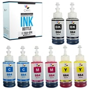 CMYi 664 Combo Pack of 8 Ink Bottles Compatible for Epson EcoTank Printers 2 Black, 2 Cyan, 2 Magenta, 2 Yellow
