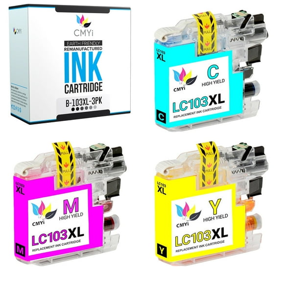 CMYi LC103 Combo Pack of 3 Ink Cartridges compatible for Brother LC103 - DCP J152W, MFC J245, J285DW, J4310DW, J450DW, J4510DW, J6520DW, J6720DW, J6920DW, J870DW, J875DW (1 Cyan, 1 Magenta, 1 Yellow)