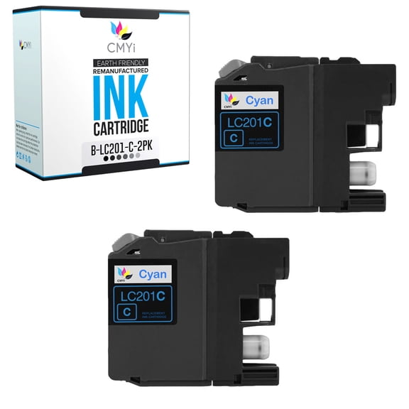 CMYi LC201 Cyan 2-Pack Ink Cartridges compatible for Brother LC201 - MFC J460DW, J480DW, J485DW, J680DW, J880DW, J885DW (2 Cyan)