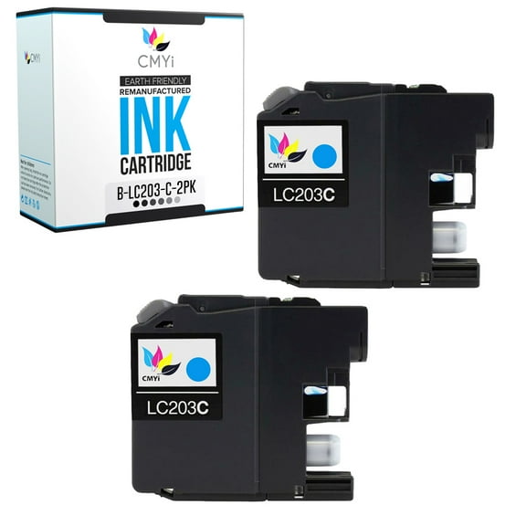 CMYi LC203 Cyan 2-Pack Ink Cartridges compatible for Brother LC203 - MFC J4320DW, J4420DW, J460DW, J4620DW, J480DW, J485DW, J5520DW, J5620DW, J5720DW, J680DW, J880DW, J885DW (2 Cyan)