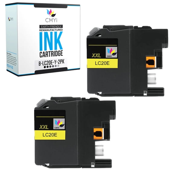 CMYi LC20E Yellow 2-Pack Ink Cartridges compatible for Brother LC20E - MFC J5920DW, J775DW, J775DW XL, J775DWL, J785DW, J985DW, J985DW XL (2 Yellow)
