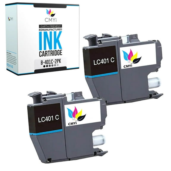 CMYi LC401 Cyan 2-Pack Ink Cartridges compatible for Brother LC401 - DCP-J1050DW, J1140DW, J1800DW, MFC-J1010DW, J1012DW, J1170DW, J1800DW (2 Cyan)