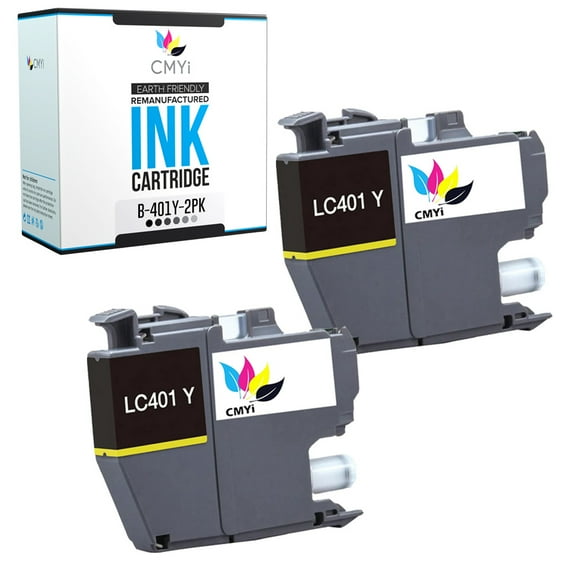 CMYi LC401 Yellow 2-Pack Ink Cartridges compatible for Brother LC401 - DCP-J1050DW, J1140DW, J1800DW, MFC-J1010DW, J1012DW, J1170DW, J1800DW (2 Yellow)