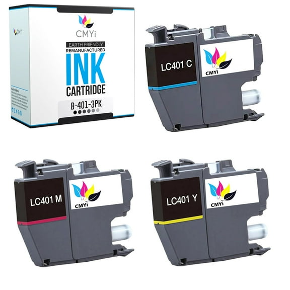 CMYi LC401 Combo Pack of 3 Ink Cartridges compatible for Brother LC401 - DCP-J1050DW, J1140DW, J1800DW, MFC-J1010DW, J1012DW, J1170DW, J1800DW (1 Cyan, 1 Magenta, 1 Yellow)