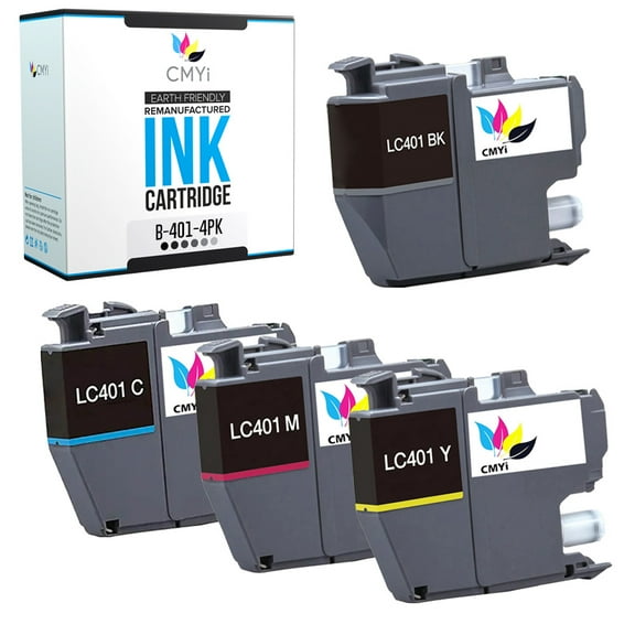 CMYi LC401 Combo Pack of 4 Ink Cartridges compatible for Brother LC401 - DCP J1050DW, J1140DW, J1800DW, MFC J1010DW, J1012DW, J1170DW, J1800DW (1 Black, 1 Cyan, 1 Magenta, 1 Yellow)