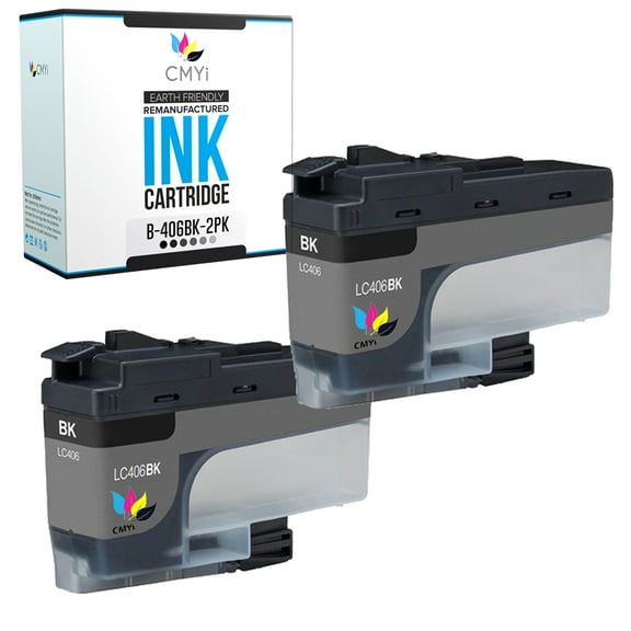 CMYi LC406 Black 2-Pack Ink Cartridges compatible for Brother LC406 - MFC-J4335DW, J4340DW, J4345DW, J4535DW, J4540DW, J5855DW, J5955DW, J6555DW, J6955DW (2 Black)