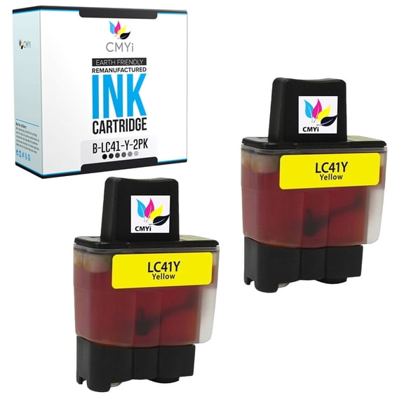 CMYi LC41 Yellow 2-Pack Ink Cartridges compatible for Brother LC41 - MFC 210C, 3240C, 3340CN, 420CN, 5440CN, 5840CN, 620CN, 640CW, 820CW, DCP 110c, 120c, Intellifax 1840c, 1940CN, 2440C (2 Yellow)