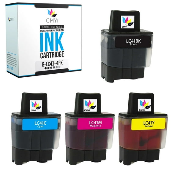 CMYi LC41 Combo Pack of 4 Ink Cartridges compatible for Brother LC41 - MFC 210C, 3240C, 3340CN, 420CN, 5440CN, 5840CN, 620CN, Intellifax 1840c, 1940CN, 2440C (1 Black, 1 Cyan, 1 Magenta, 1 Yellow)