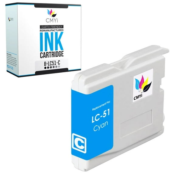 CMYi LC51 Cyan 1-Pack Ink Cartridge compatible for Brother LC51 - MFC 230C, 240C, 3360C, 440CN, 465CN, 5460CN, 5860CN, 660CN, 665CW, 680CN, 685CW, 845CW, 885CW, Intellifax 1360, 1860C, 1960C (1 Cyan)