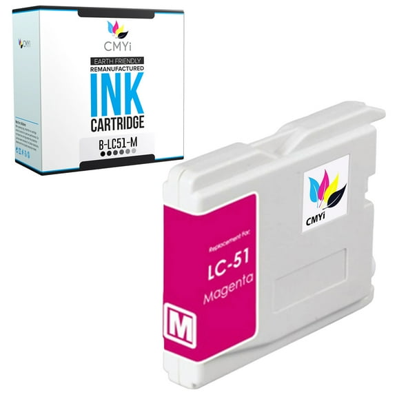 CMYi LC51 Magenta 1-Pack Ink Cartridge compatible for Brother LC51 - MFC 230C, 240C, 3360C, 440CN, 465CN, 5460CN, 5860CN, 660CN, 665CW, 680CN, 685CW, 845CW, 885CW, DCP 560CN, 750CW, 770CW (1 Magenta)